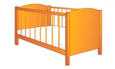 Схема дитячого односпального ліжка з вказаними стандартними розмірами ширини та довжини