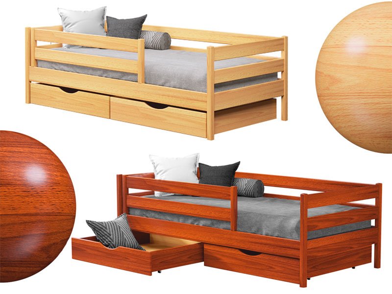 Безпека та турбота Дитяче ліжко з натурального дерева бука в світлій кімнаті, екологічні меблі.