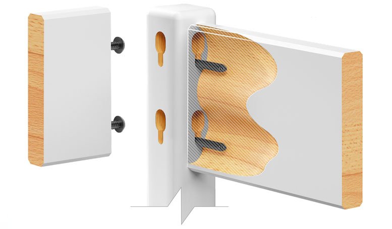 Надійне з'єднання Схема t-подібного невидимого з'єднання в дитячому ліжку з натурального дерева.