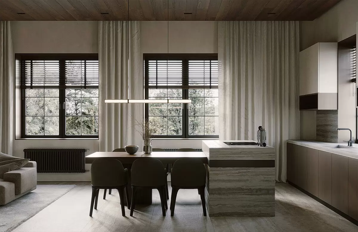 Дерево в кабінеті Дерев'яний стіл та книжкові полиці в кабінеті: поєднання різних відтінків дерева.