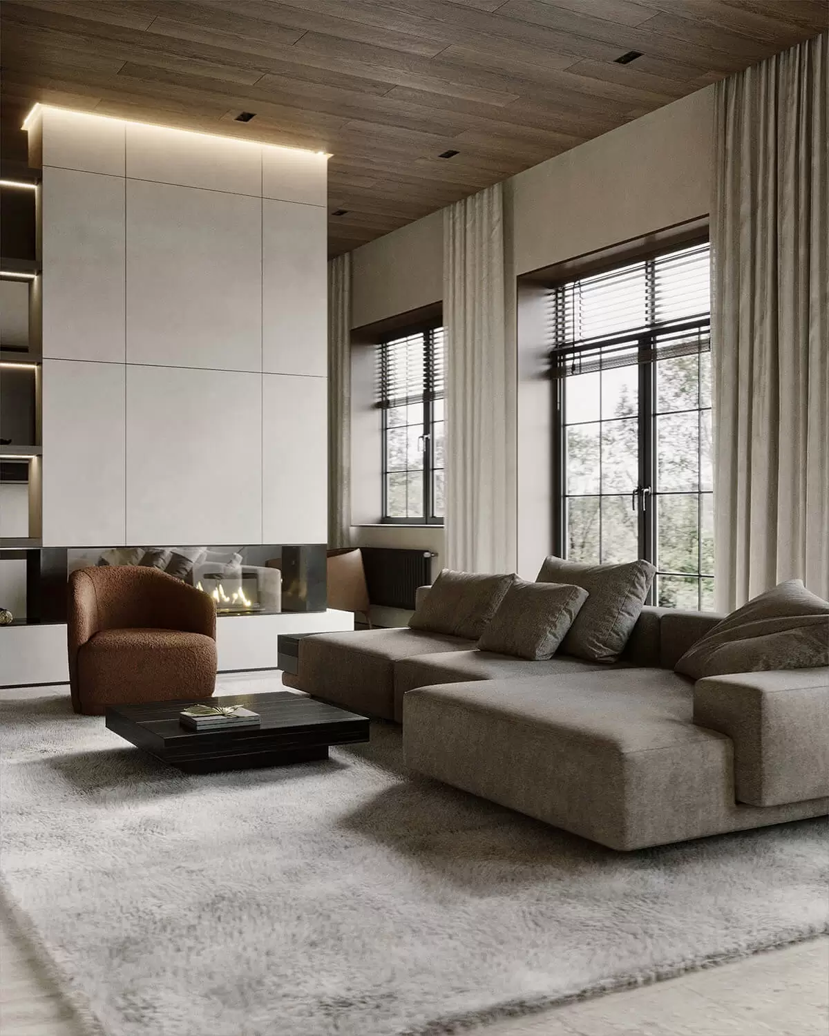 Затишок у спальні Елегантна спальня з різними відтінками дерева для затишної атмосфери.