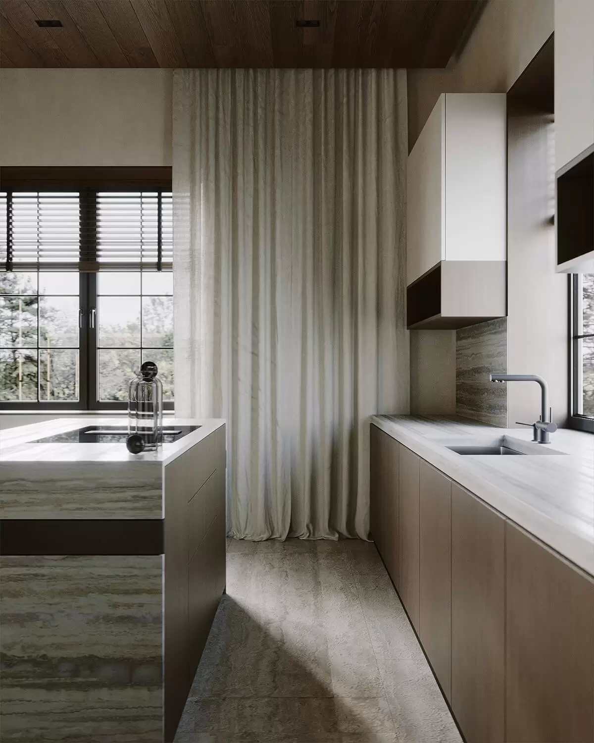 Мінімалізм та дерево Світла вітальня в стилі мінімалізм 2026: поєднання дерева та текстилю.