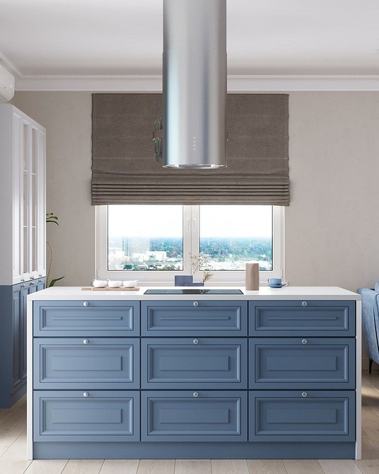 Кухня-їдальня Функціональне планування кухні з островом та інтегрованим обіднім столом.