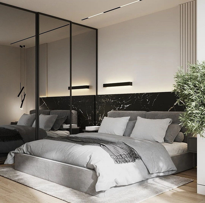 Дерево в дизайні шаф Шафа-купе з дерев'яними елементами в дизайні спальні, тренди 2026 року.