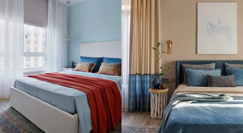 Штори в спальню 2026 Елегантна спальня з щільними шторами до підлоги та легким тюлем, тренд 2026