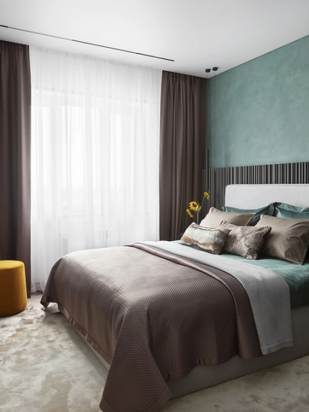 Багатошарові штори Вишукана багатошарова композиція 2026 з тюлю та двох видів портьєр в спальні, для регулювання освітлення.