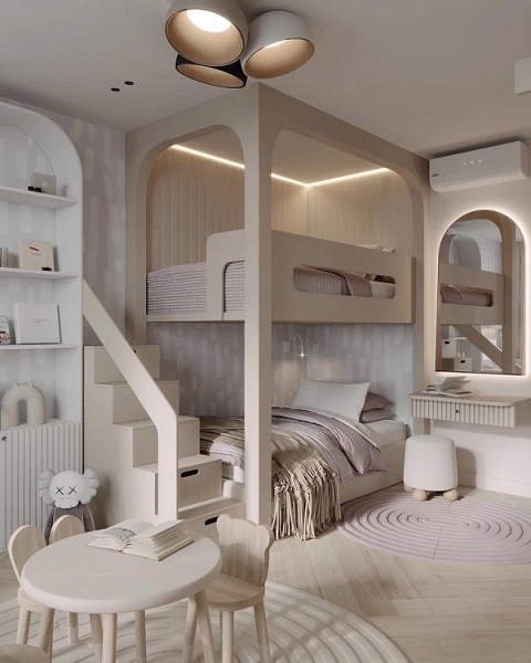 Природна гармонія Дитяча кімната 2026 в спокійних природних відтінках з екологічних матеріалів для гармонійного розвитку.