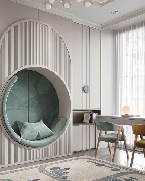 Безпечні округлі меблі Дитяча кімната 2026 з безпечними та ергономічними меблями округлих форм.
