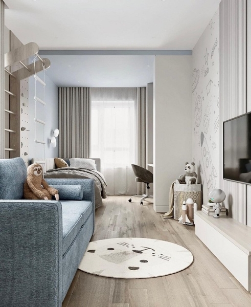 Зонування дитячої кімнати Функціональний дизайн дитячої кімнати 2026, зонованої кольором та ергономічними меблями.