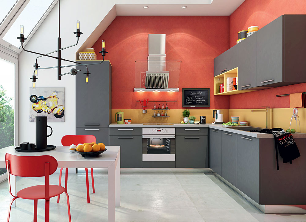 Ергономіка кухонних шаф Сучасна кухня з шафами, що легко відкриваються, для зручності та ергономіки.