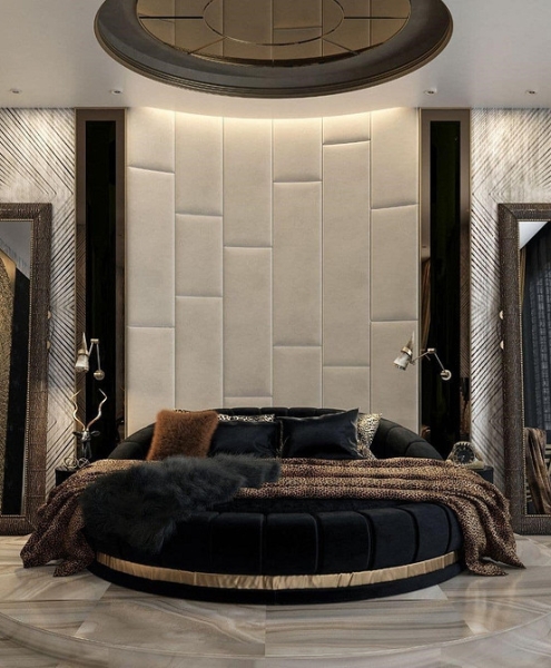 Кругле ліжко в спальні Дизайн спальні з круглим ліжком, тренди 2026, сучасний та оригінальний вигляд.