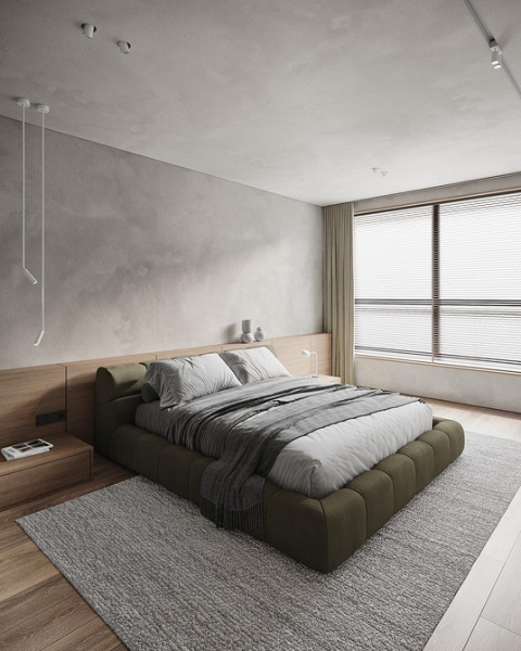 Мінімалізм та стиль Інтер'єр спальні 2026: стильне ліжко в мінімалістичному дизайні з екошкіри