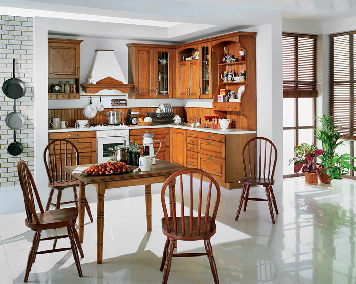 Дерев'яний стіл Сучасна кухня з обіднім столом з дерев'яною стільницею: стильно та практично.